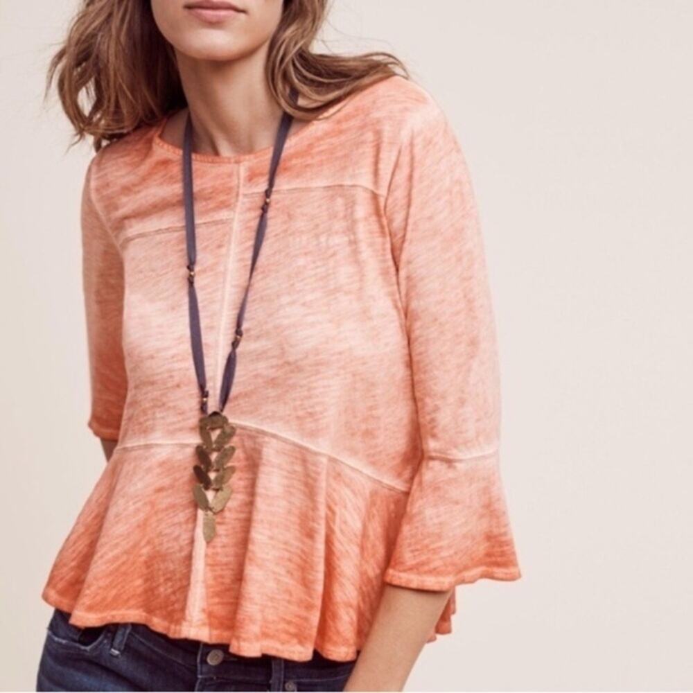 Anthropologie Alemi + Kin orange peplum top
